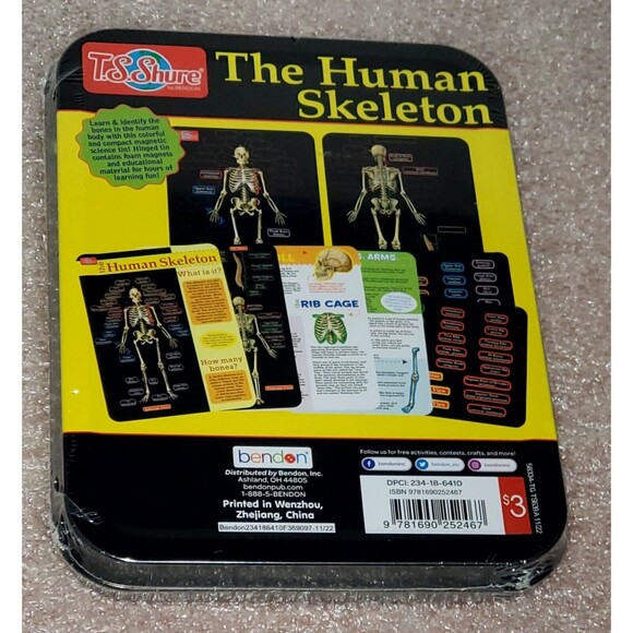 The Human Skeleton Learn & Identify the Bones T.S. Shure in Tin Case New Sealed - Picture 2 of 7